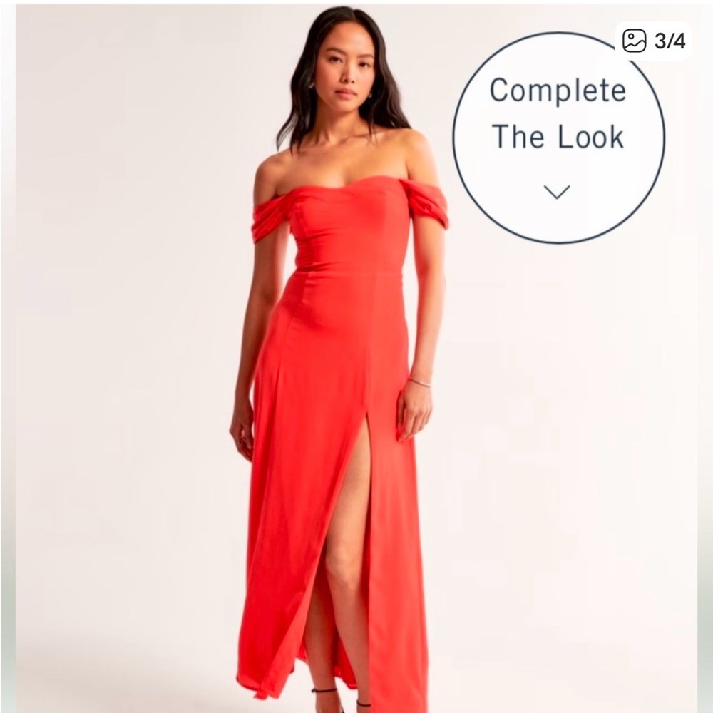 Off-Shoulder Red Split Maxi Dress NWT